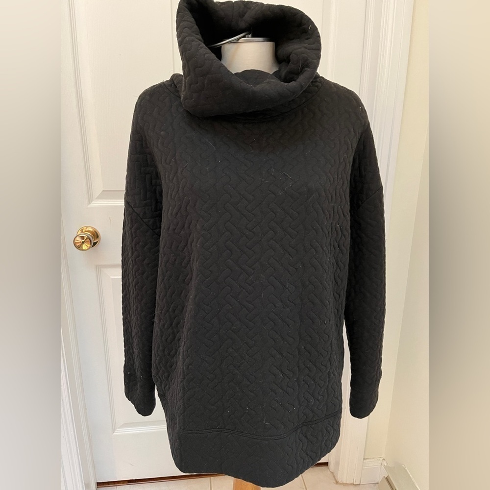 Gap Fit Black Cable Detail Turtleneck Sweatshirt size large
